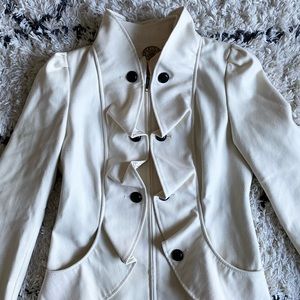 Anthropologie Puff Shoulder Ruffled Jacket